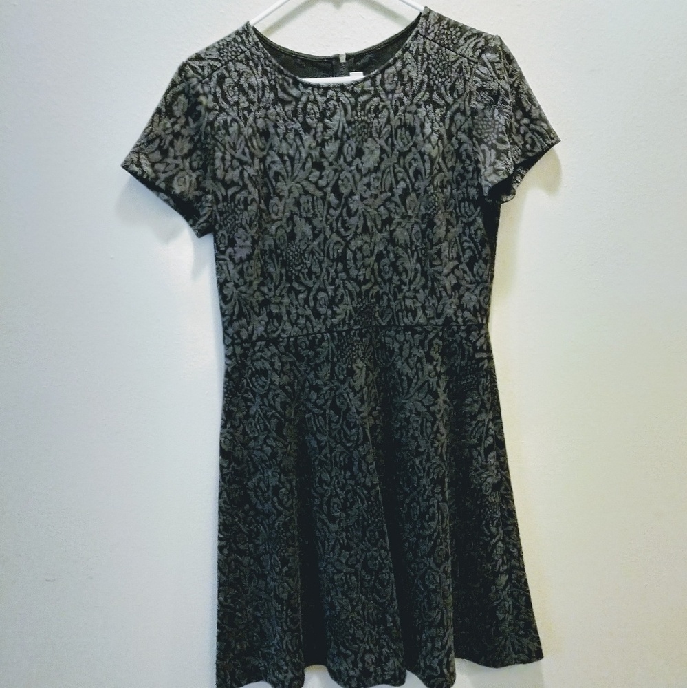 Loft gray Jacquard fit and flare dress